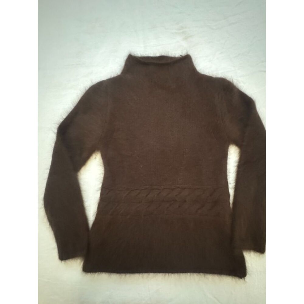 Walter Steiger angora/wool mock neck brown sweater, Small. Made in Italy.